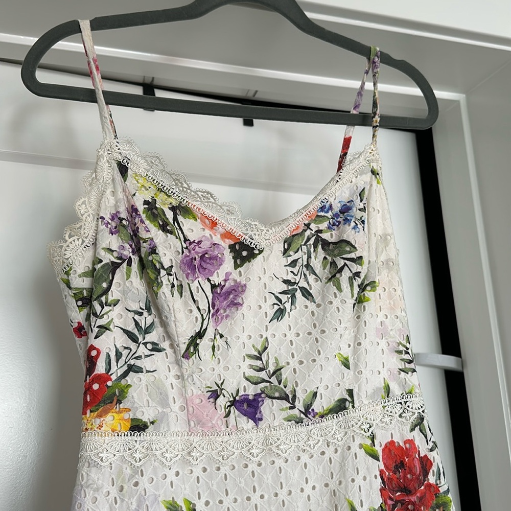 Marchesa Notte floral eyelet dress